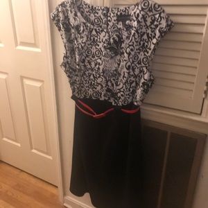 Black and white with red belt